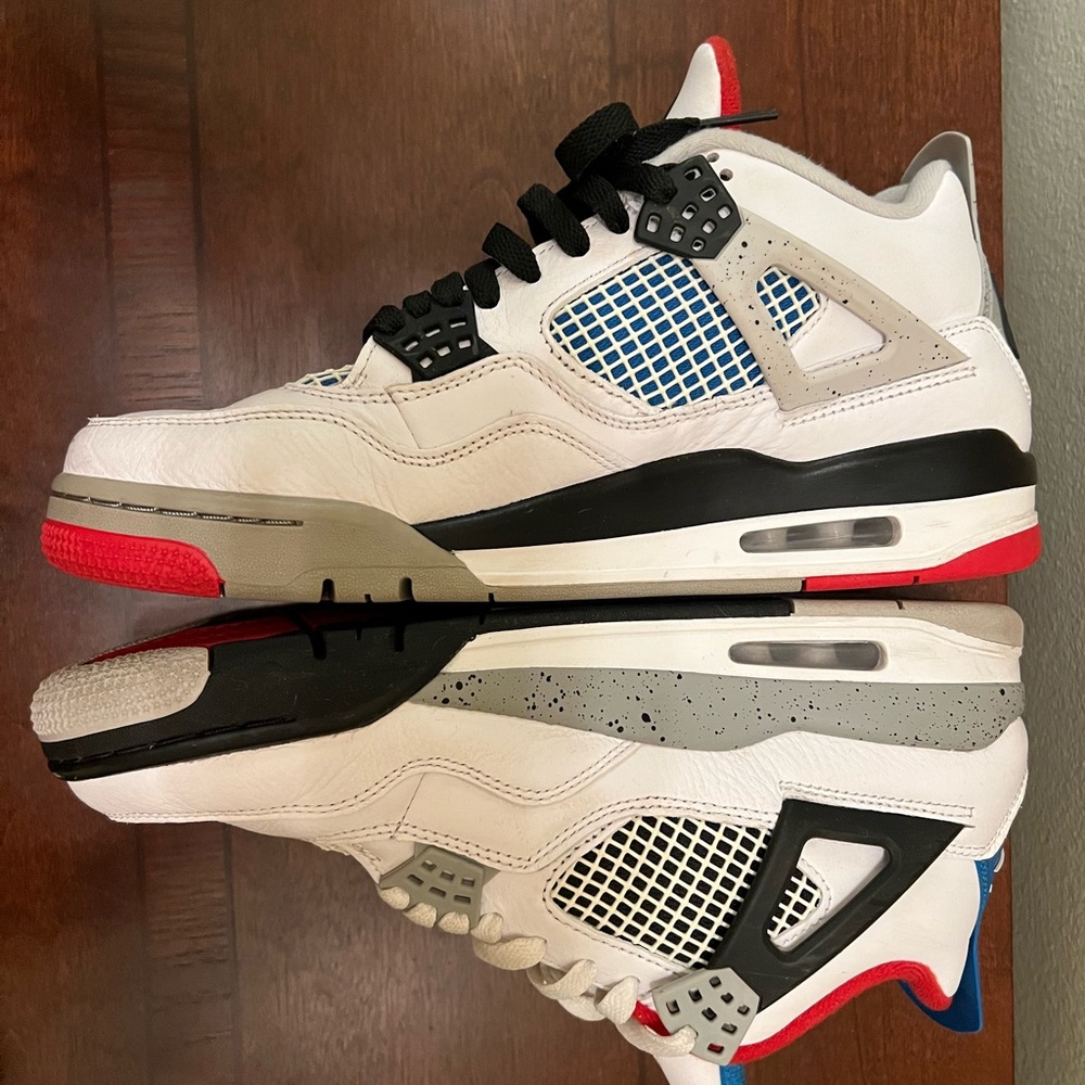 AIR JORDAN 4 RETRO SE WHAT THE 2019 CI1184-146 WHITE/MILITARY BLUE-FIRE RED - Picture 8 of 11